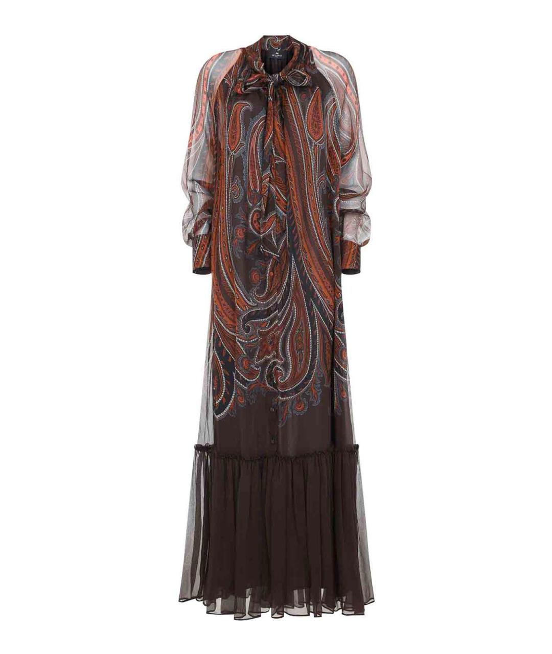 ETRO Коричневое шелковое вечернее платье, фото 1