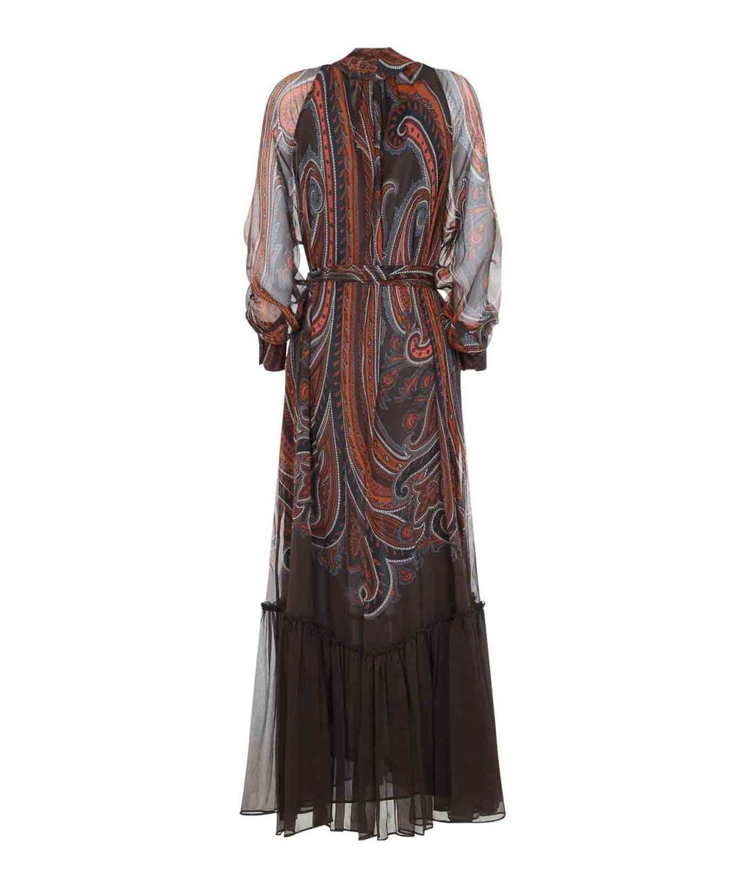 ETRO Коричневое шелковое вечернее платье, фото 2