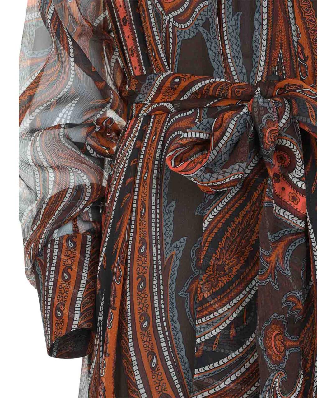 ETRO Коричневое шелковое вечернее платье, фото 4