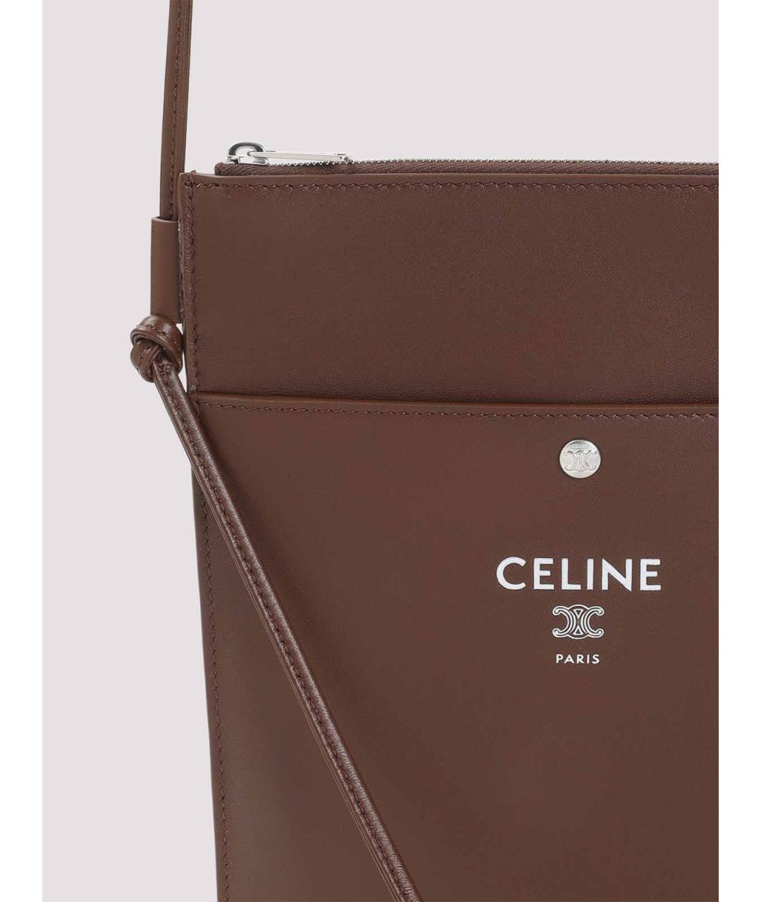 CELINE Коричневая кожаная сумка через плечо, фото 3