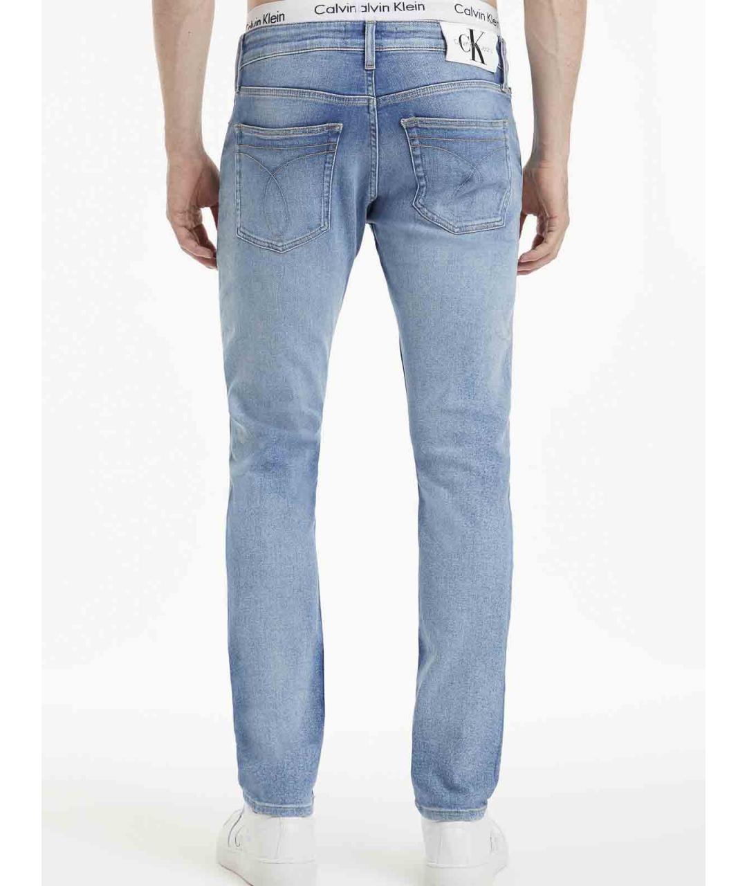 CALVIN KLEIN Голубые хлопковые прямые джинсы, фото 4