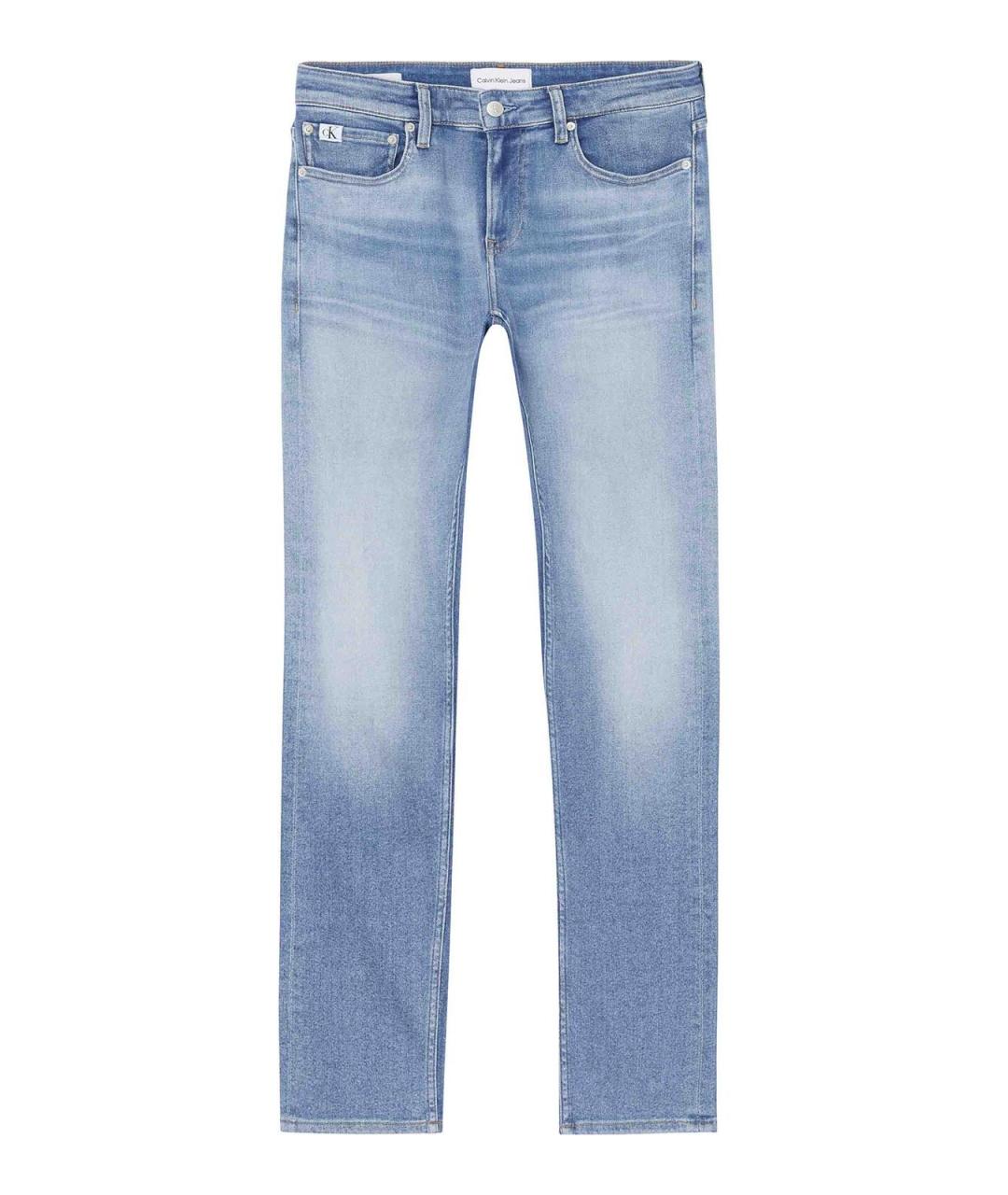 CALVIN KLEIN Голубые хлопковые прямые джинсы, фото 1