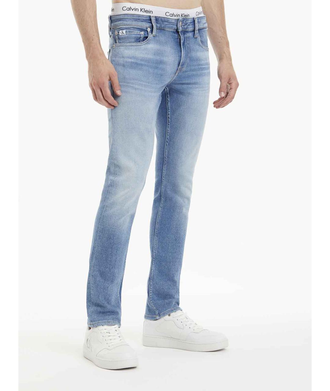 CALVIN KLEIN Голубые хлопковые прямые джинсы, фото 3