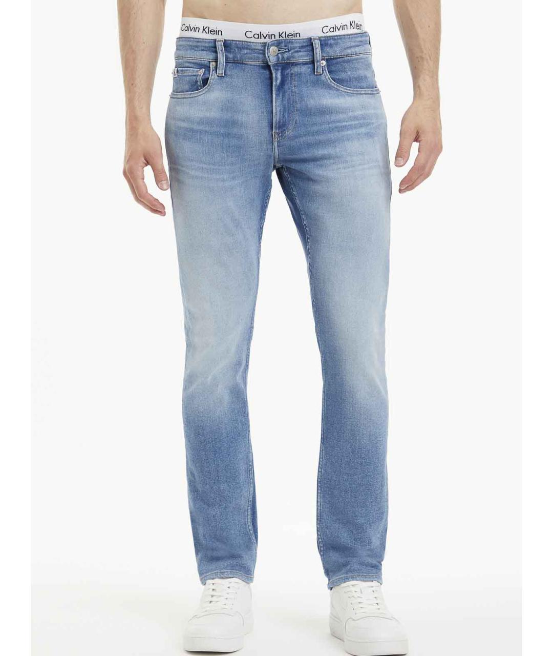 CALVIN KLEIN Голубые хлопковые прямые джинсы, фото 5