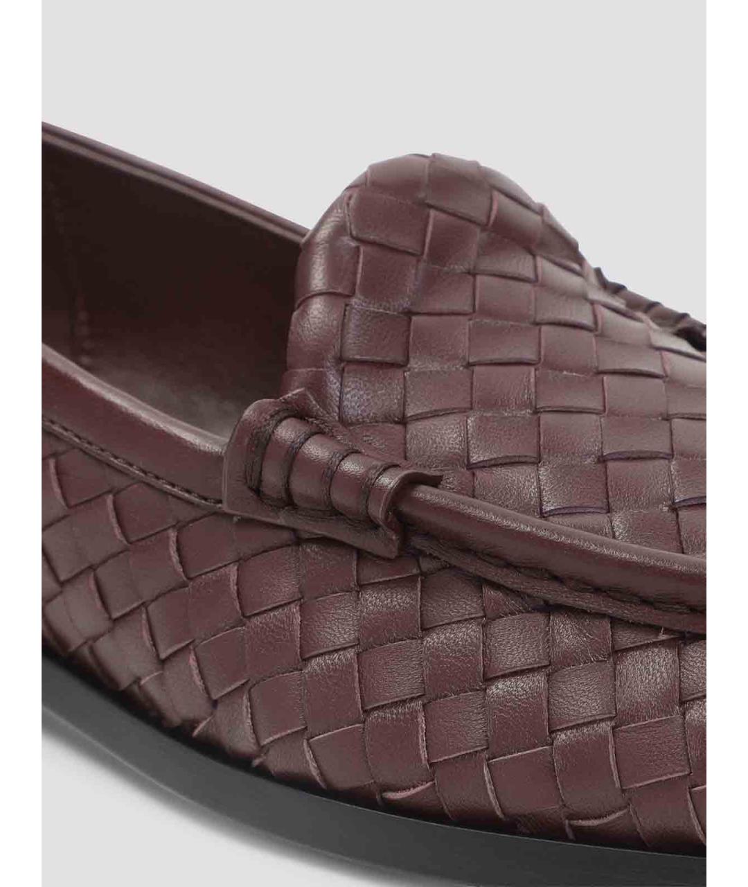 BOTTEGA VENETA Бордовые кожаные лоферы, фото 4