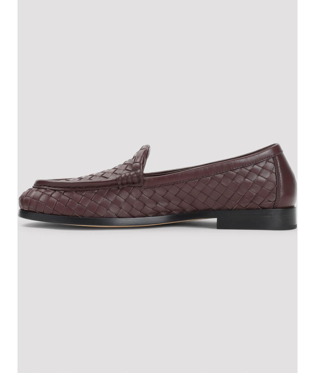 BOTTEGA VENETA Бордовые кожаные лоферы, фото 3