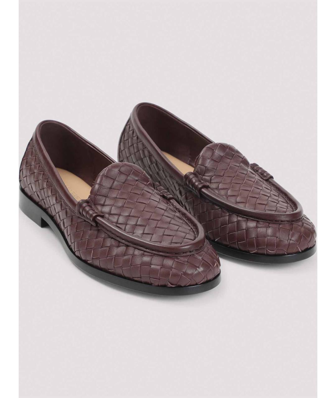 BOTTEGA VENETA Бордовые кожаные лоферы, фото 2