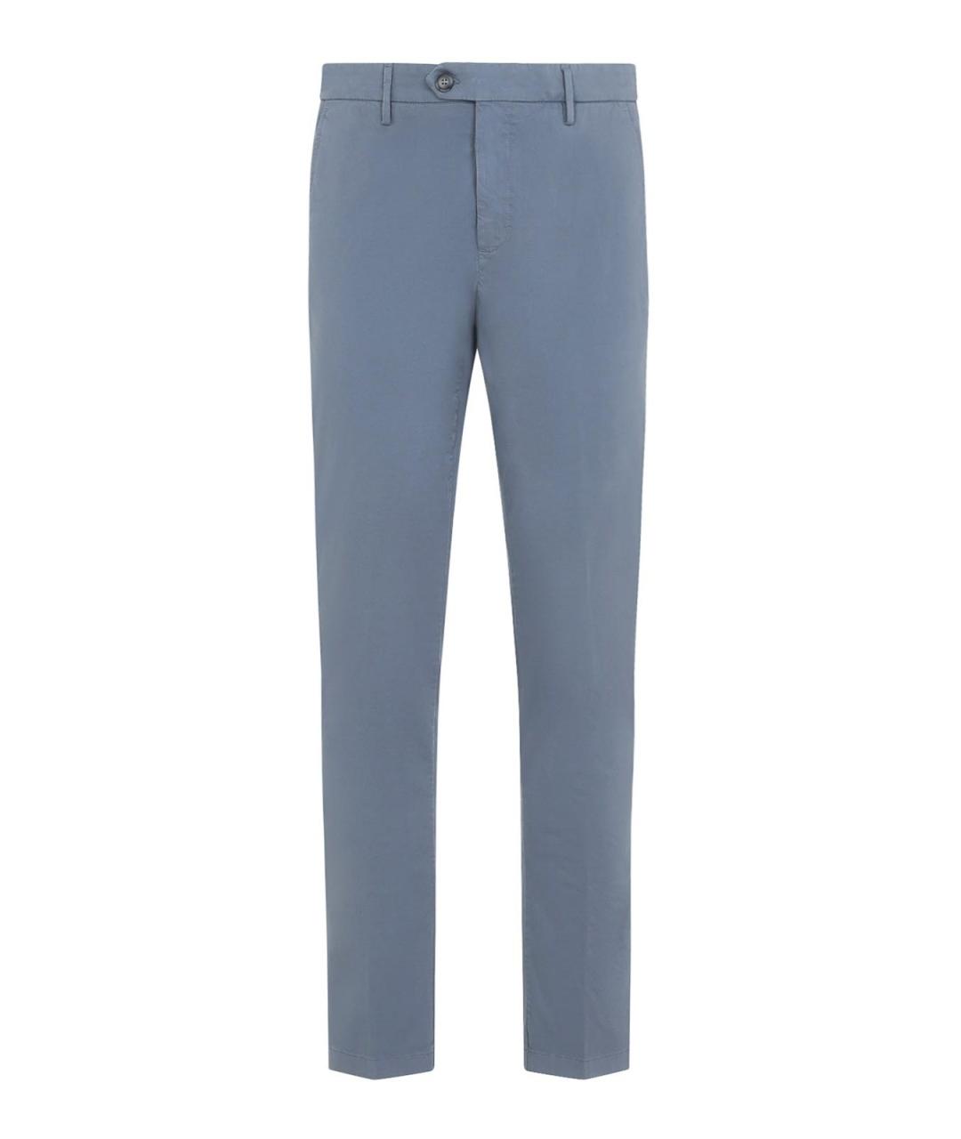 CANALI Голубые хлопковые повседневные брюки, фото 1