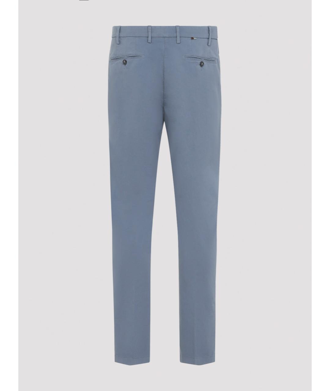 CANALI Голубые хлопковые повседневные брюки, фото 2
