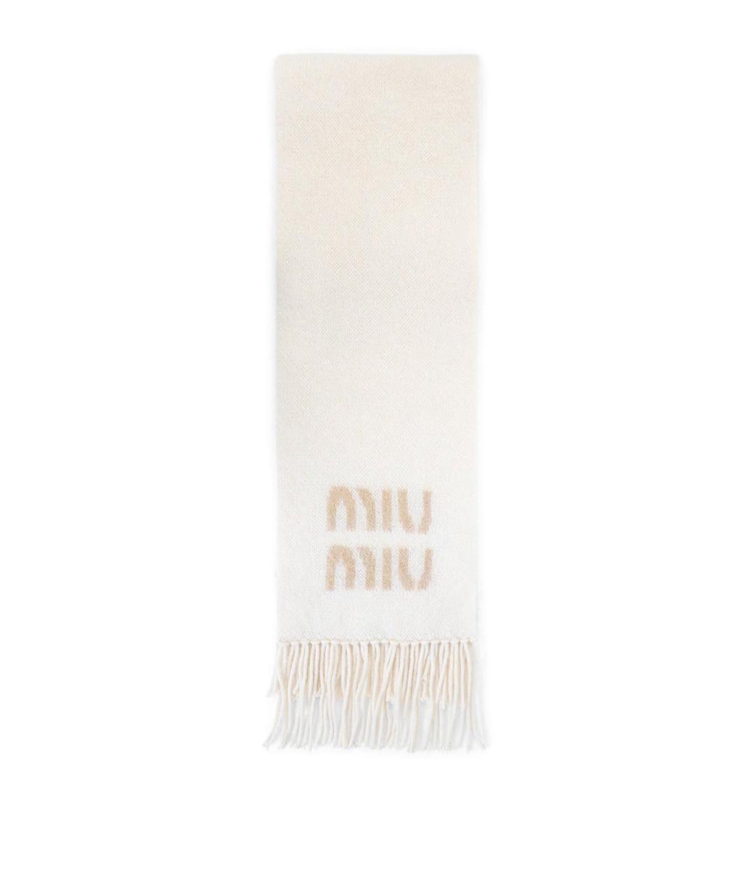 MIU MIU Белый шерстяной шарф, фото 1