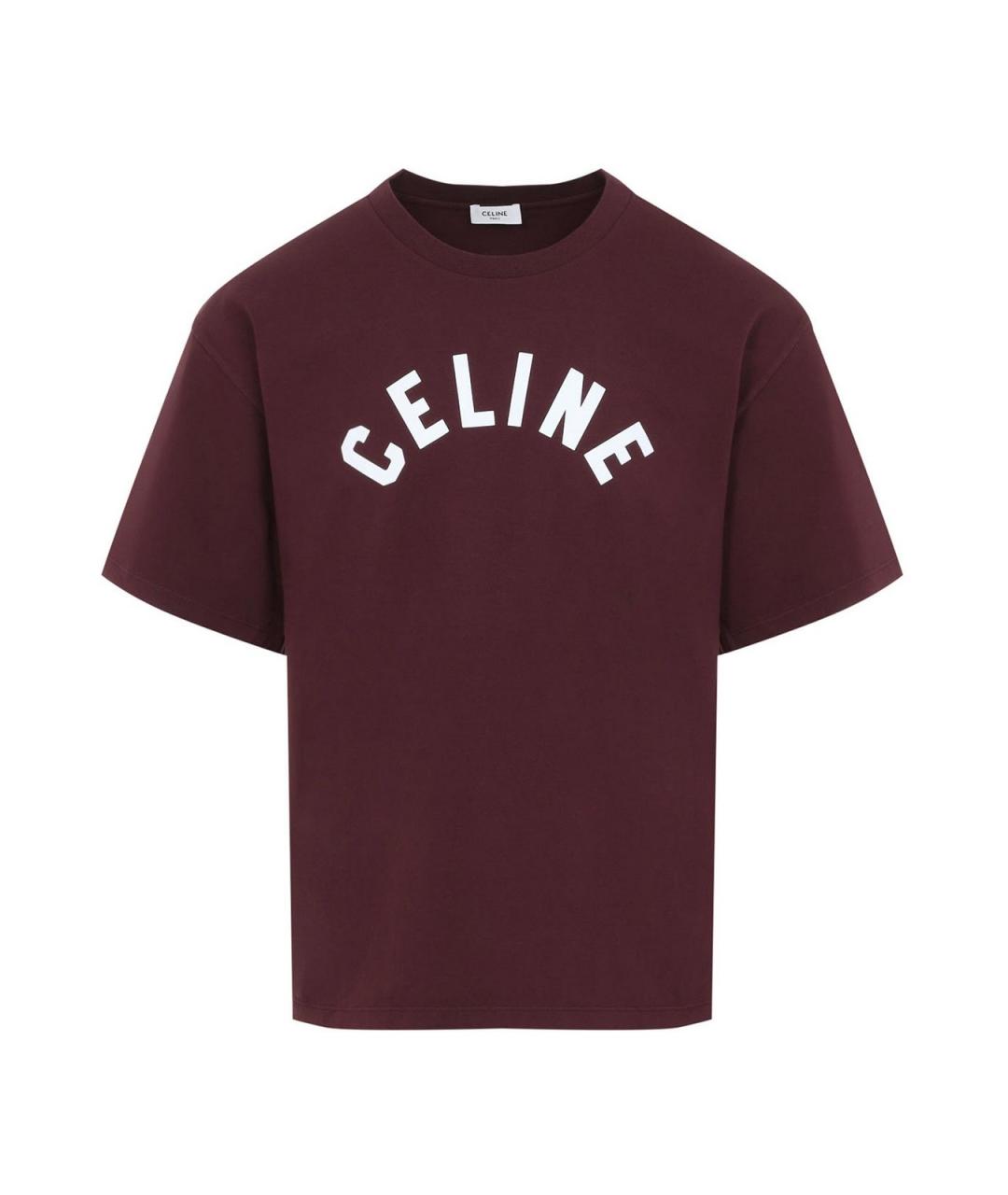 CELINE Бордовая хлопковая футболка, фото 1