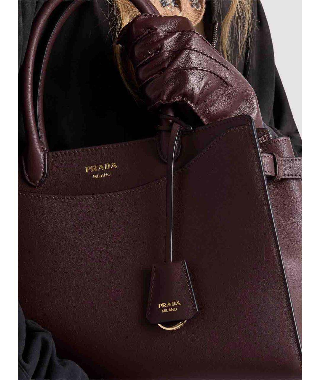 PRADA Коричневая кожаная сумка тоут, фото 5