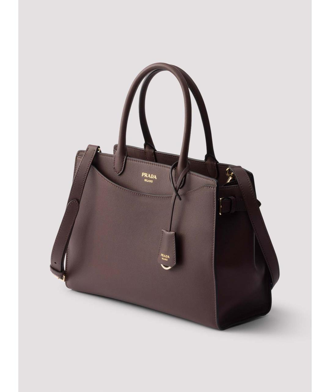 PRADA Коричневая кожаная сумка тоут, фото 3