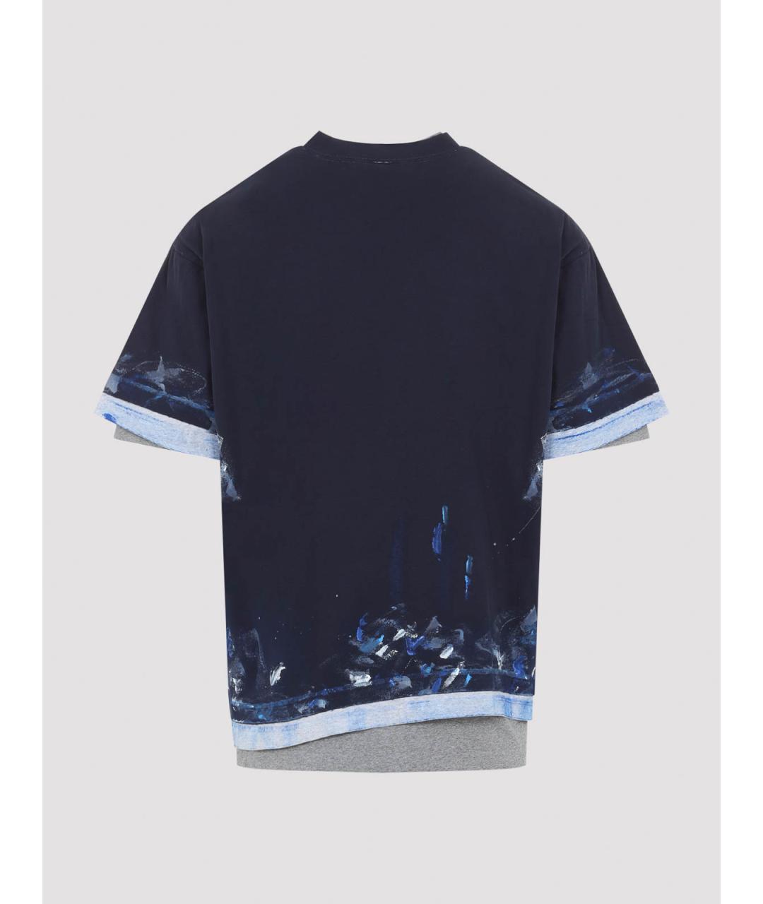 BALENCIAGA Синяя хлопковая футболка, фото 2
