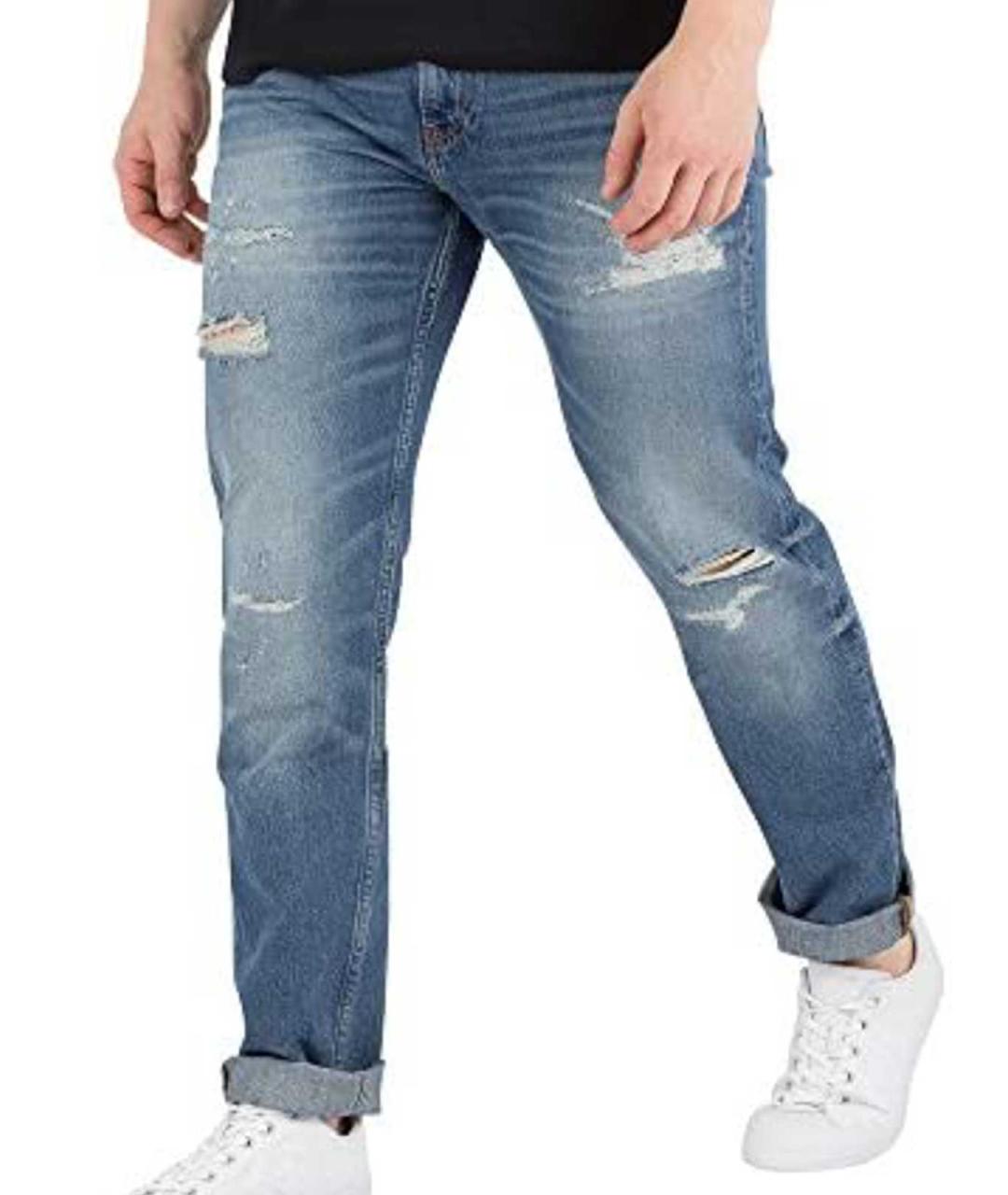CALVIN KLEIN Синие хлопковые прямые джинсы, фото 2