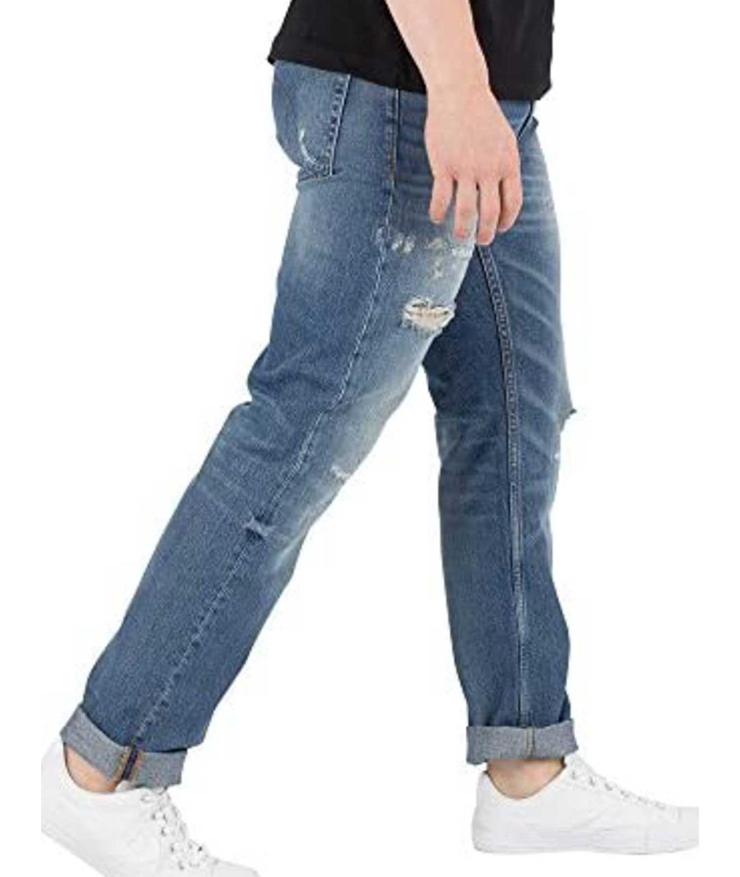 CALVIN KLEIN Синие хлопковые прямые джинсы, фото 3