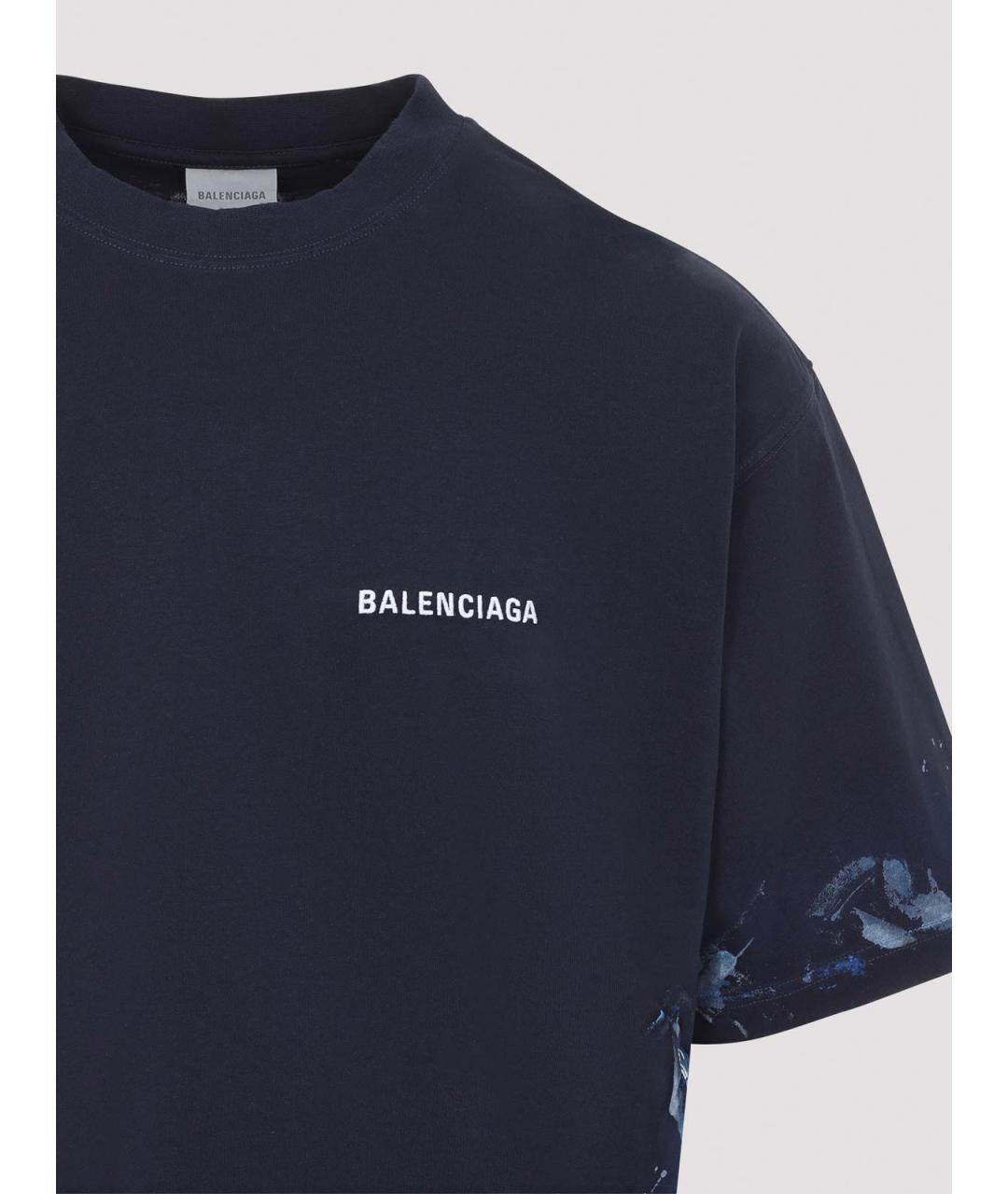 BALENCIAGA Синяя хлопковая футболка, фото 3
