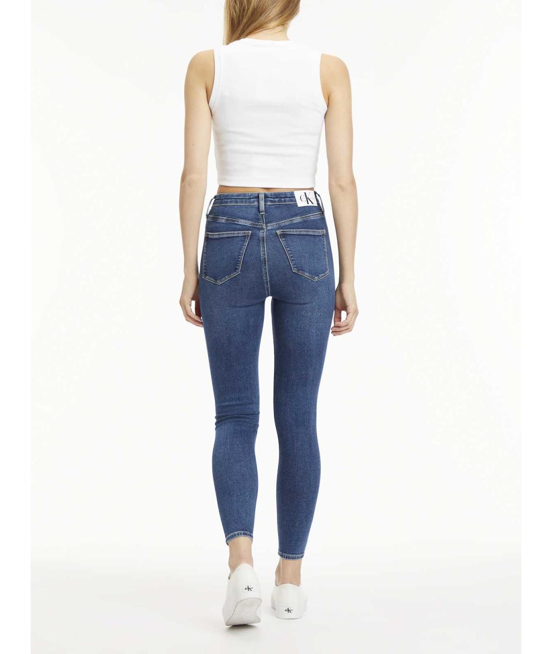CALVIN KLEIN Синие хлопковые прямые джинсы, фото 3