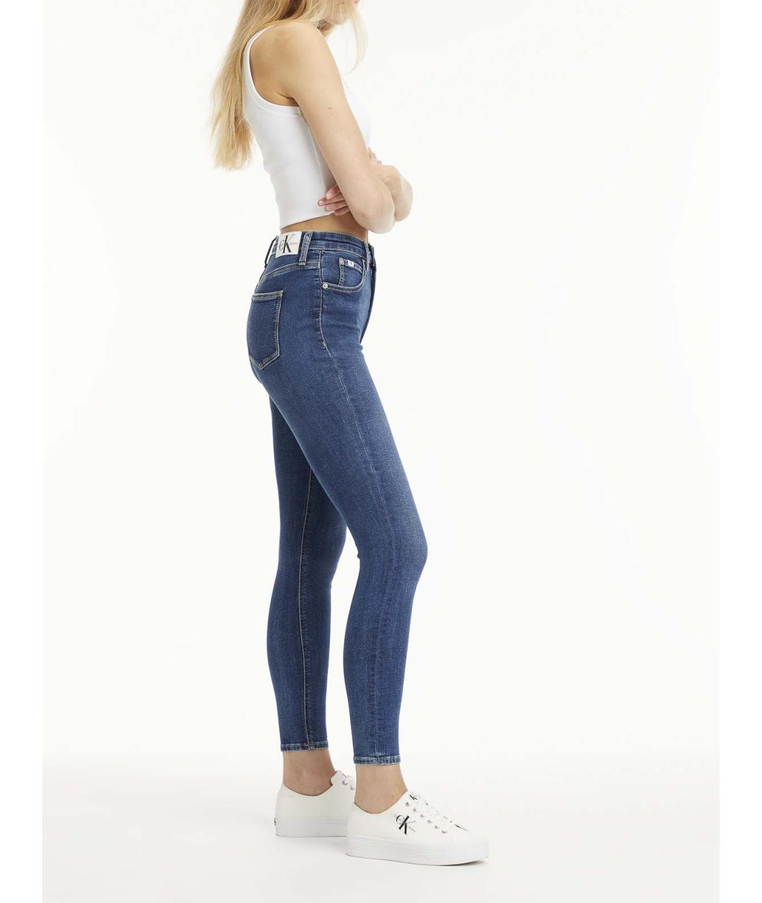 CALVIN KLEIN Синие хлопковые прямые джинсы, фото 2