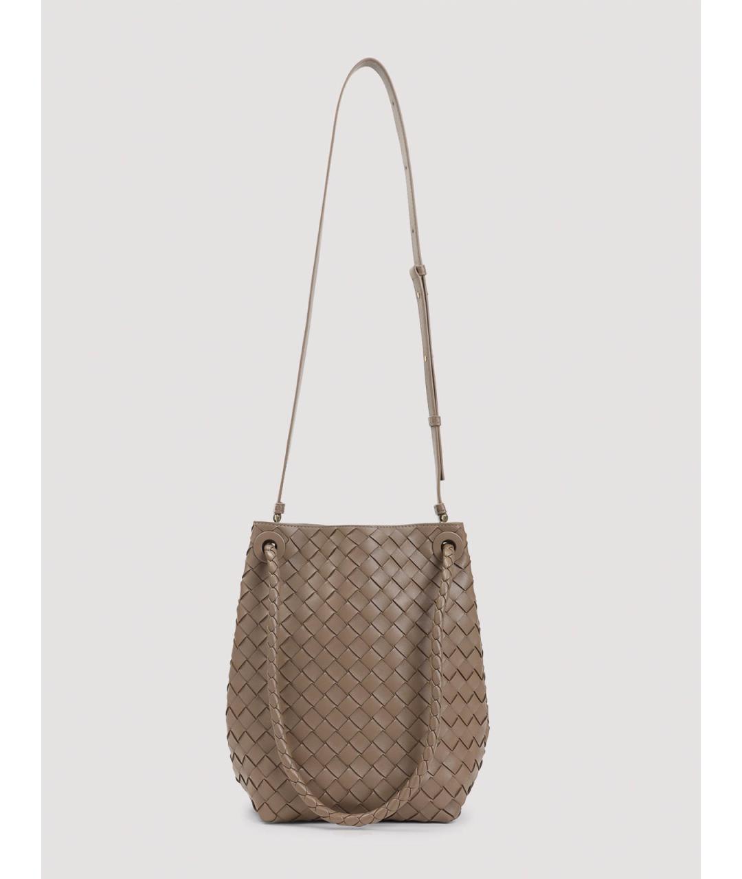 BOTTEGA VENETA Бежевая кожаная сумка через плечо, фото 2