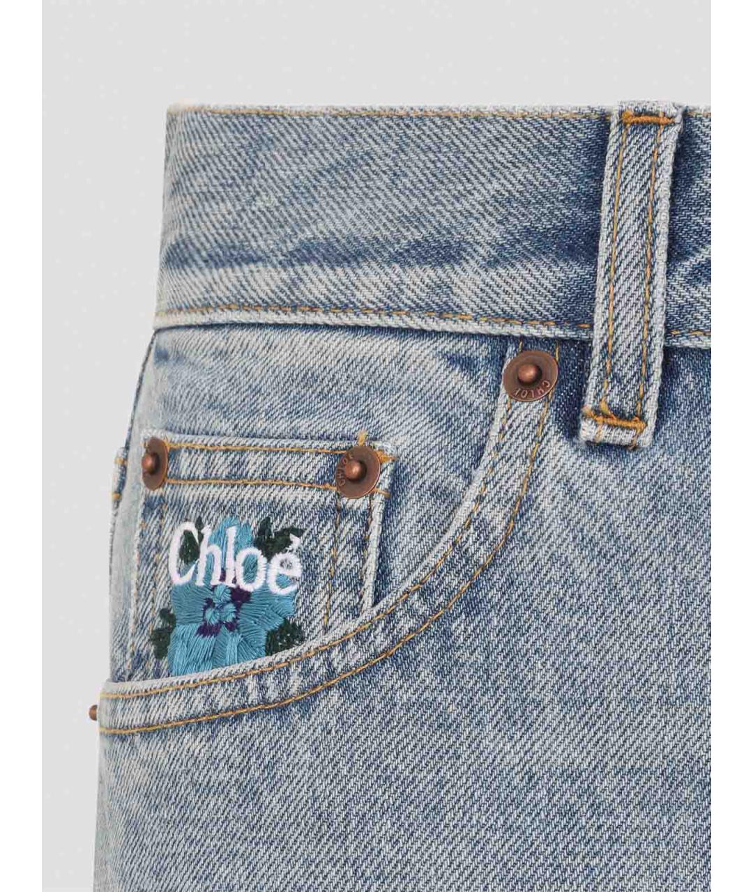 CHLOE Голубые хлопковые прямые джинсы, фото 2
