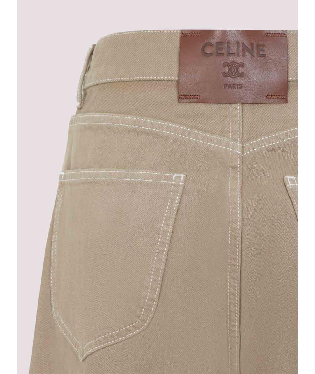 CELINE Бежевые хлопковые прямые джинсы, фото 3