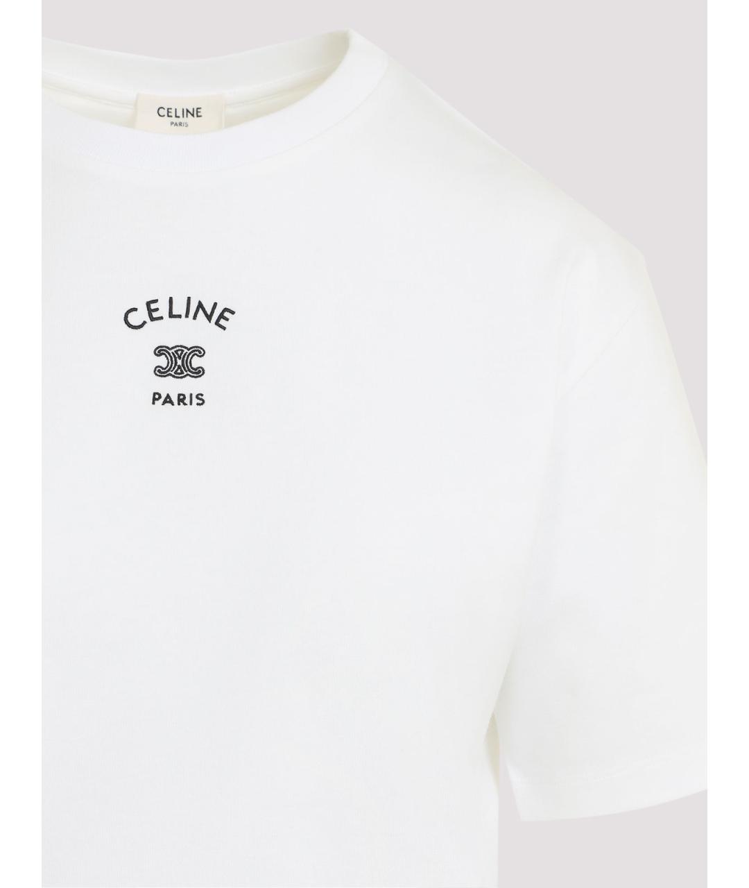 CELINE Белая хлопковая футболка, фото 3