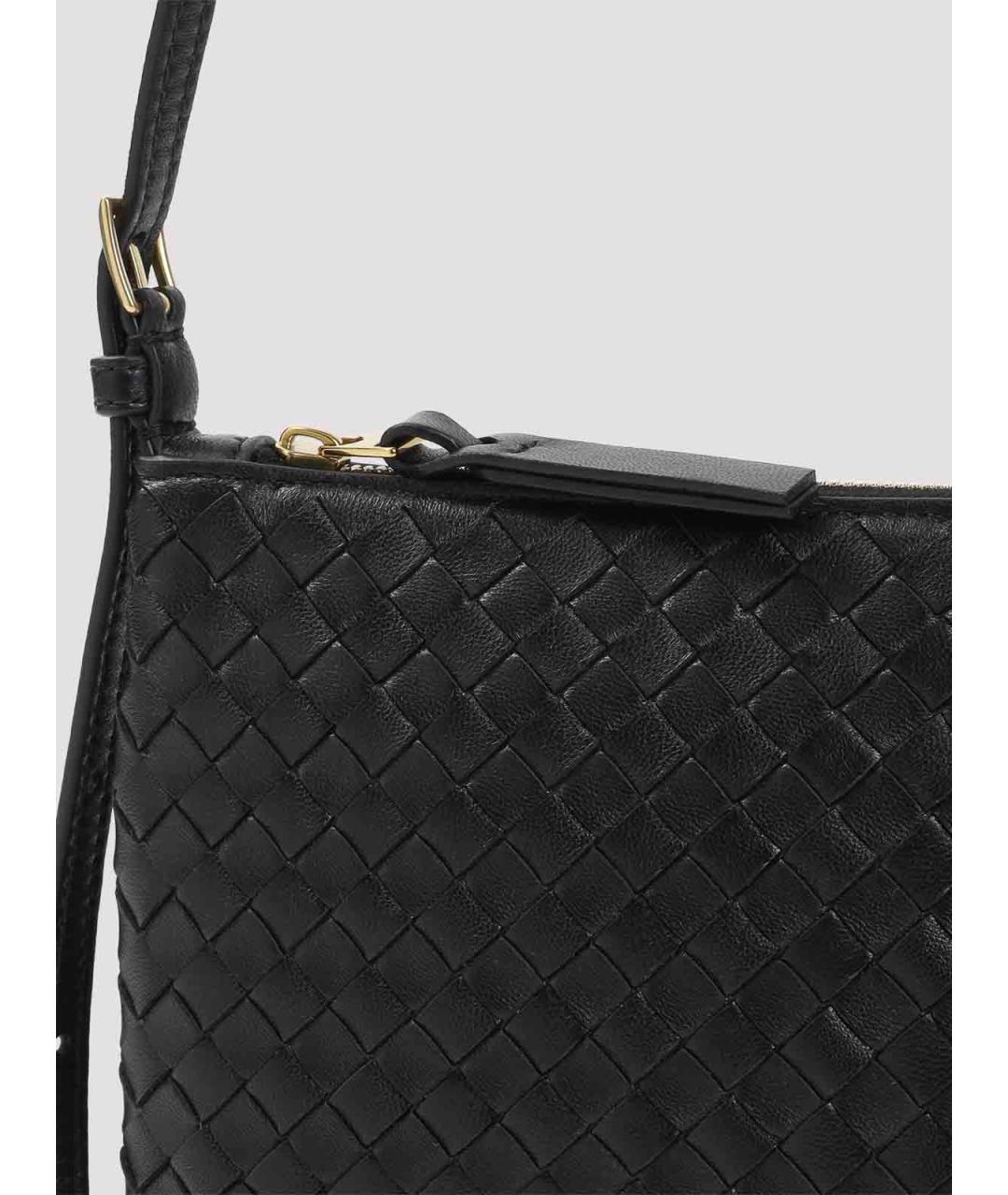 BOTTEGA VENETA Черная кожаная сумка через плечо, фото 3
