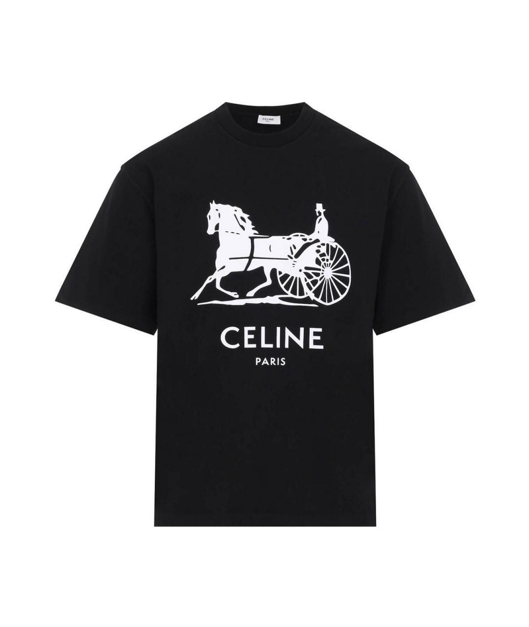 CELINE Черная хлопковая футболка, фото 1