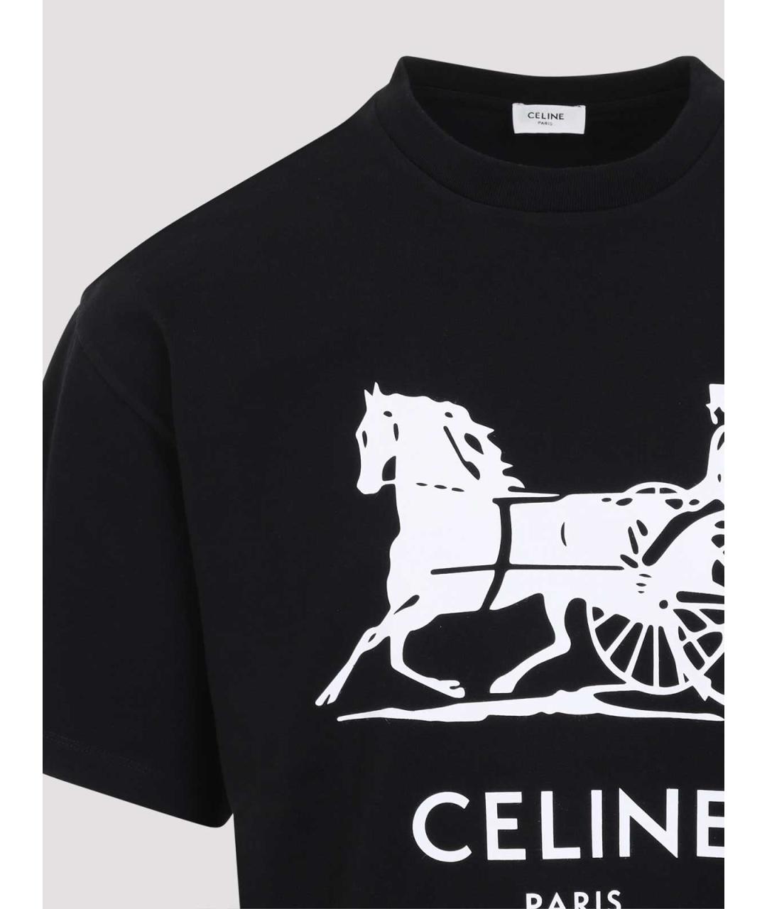 CELINE Черная хлопковая футболка, фото 3