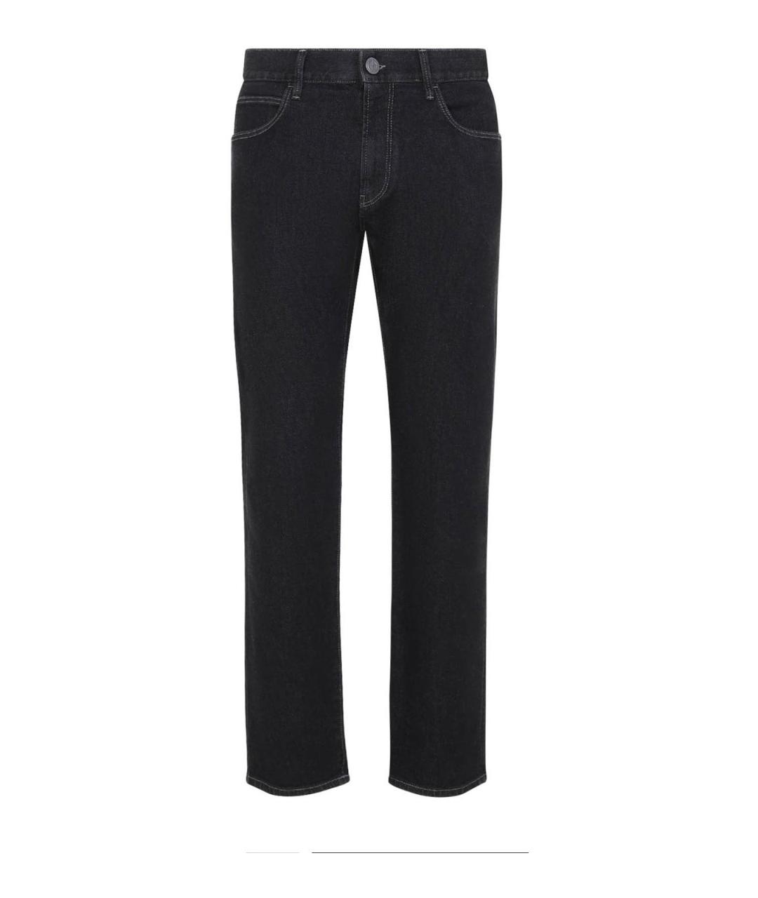 GIORGIO ARMANI Черные хлопковые прямые джинсы, фото 1