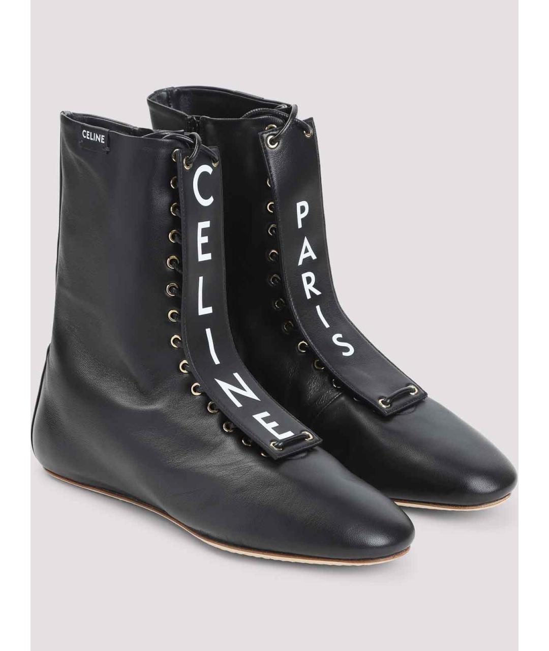 CELINE Черные кожаные ботинки, фото 2
