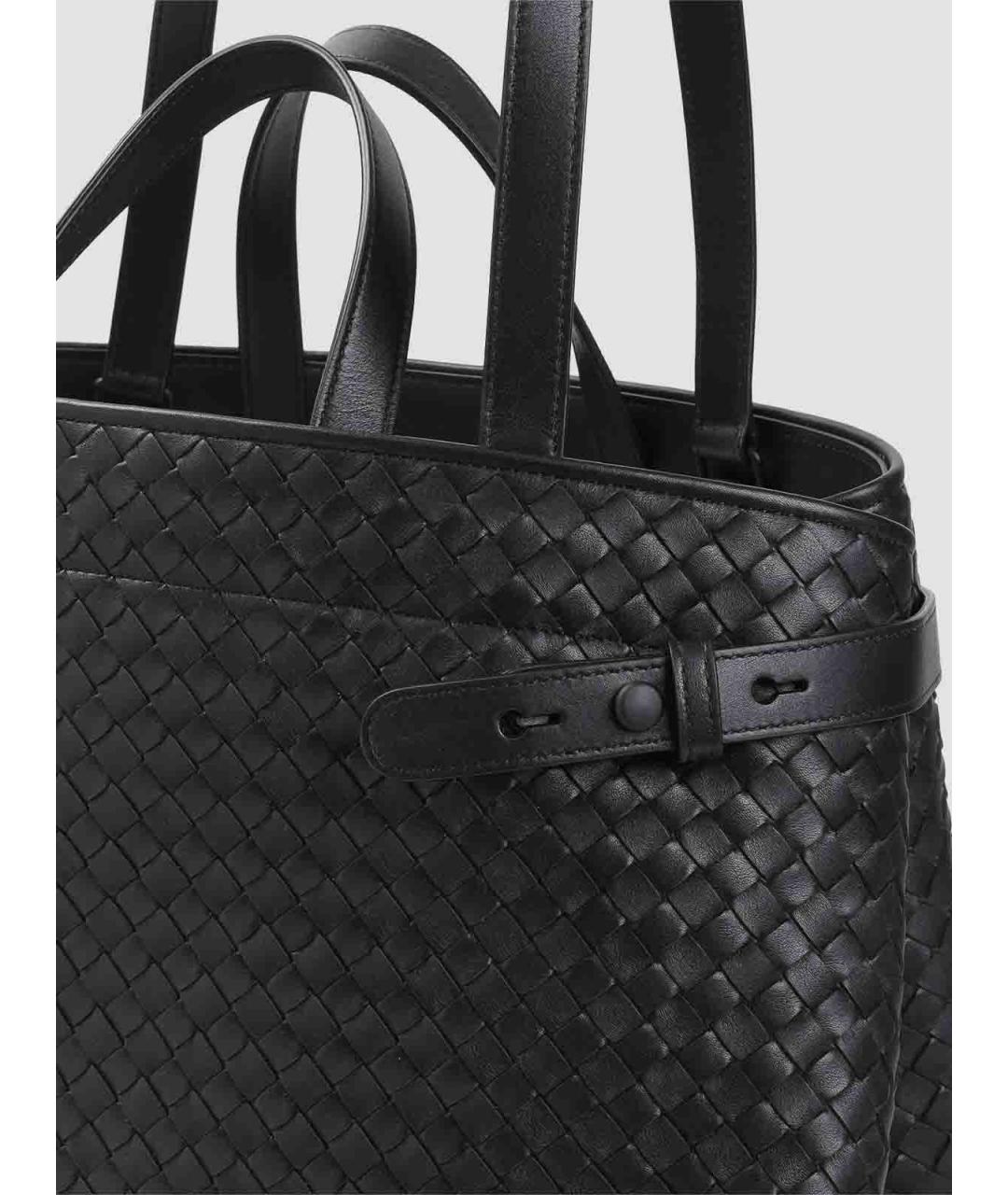 BOTTEGA VENETA Черная кожаная сумка тоут, фото 3