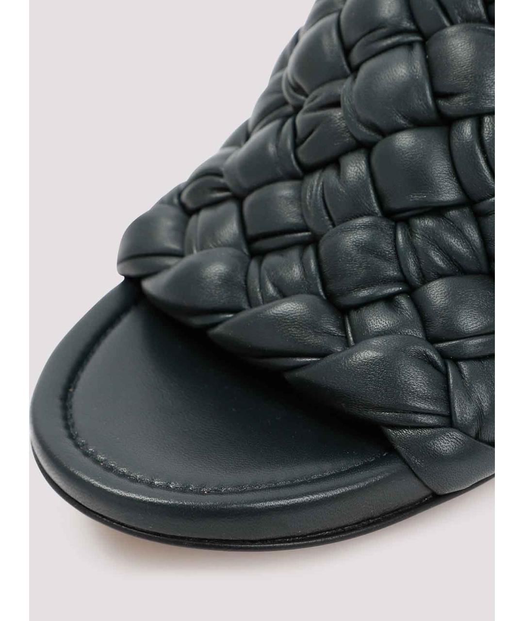 BOTTEGA VENETA Зеленые кожаные мюли, фото 4
