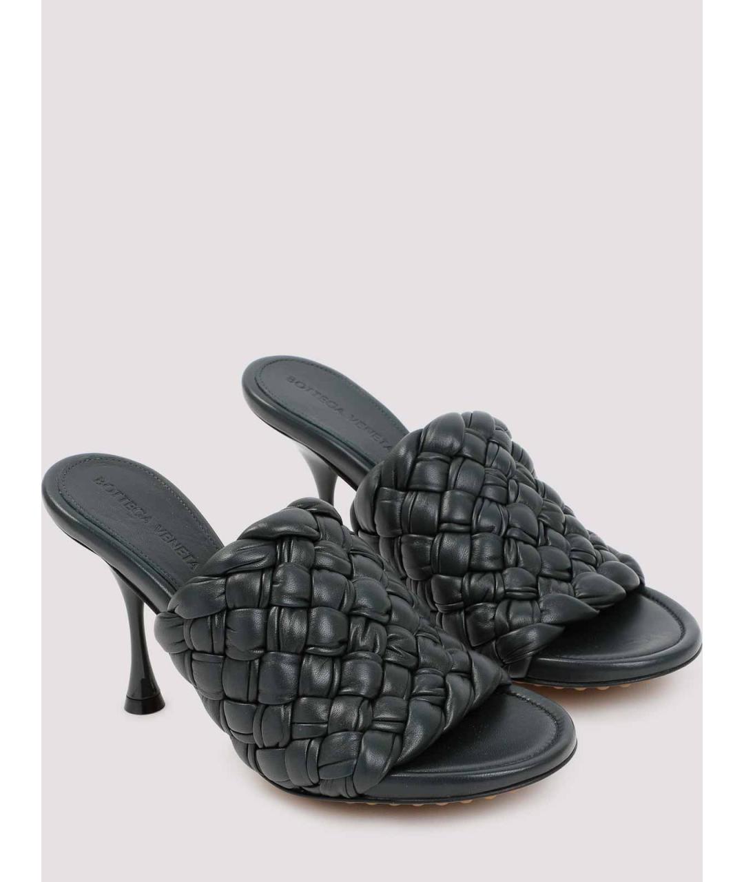 BOTTEGA VENETA Зеленые кожаные мюли, фото 2