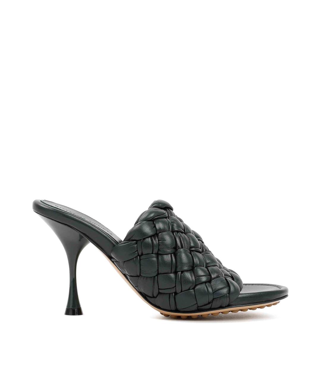 BOTTEGA VENETA Зеленые кожаные мюли, фото 1
