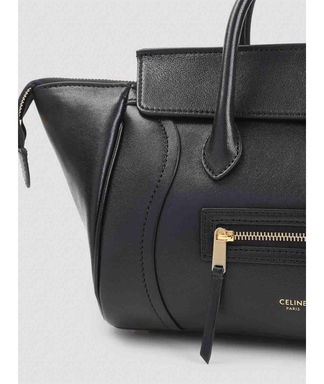 CELINE Черная кожаная сумка тоут, фото 3