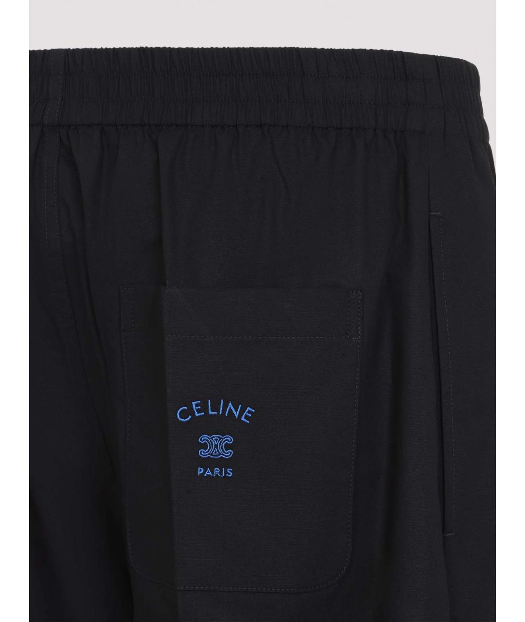 CELINE Черные хлопковые повседневные брюки, фото 3