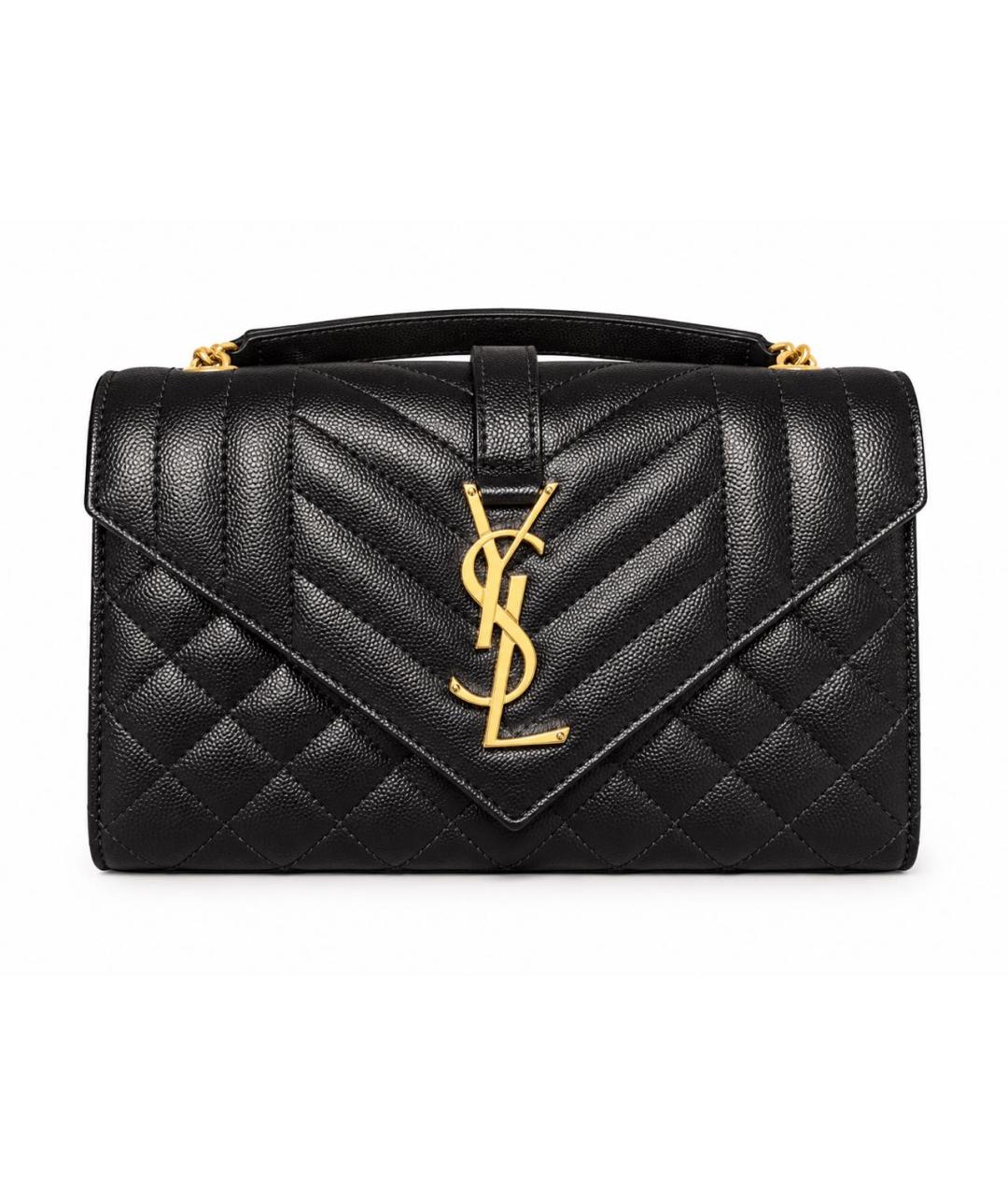 SAINT LAURENT Черная кожаная сумка через плечо, фото 1