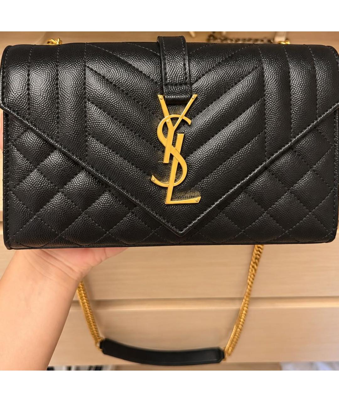 SAINT LAURENT Черная кожаная сумка через плечо, фото 3