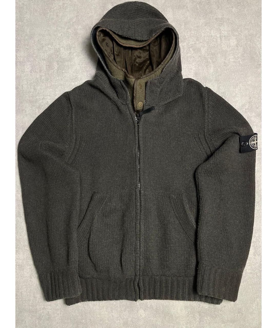 STONE ISLAND Антрацитовый шерстяной кардиган, фото 2