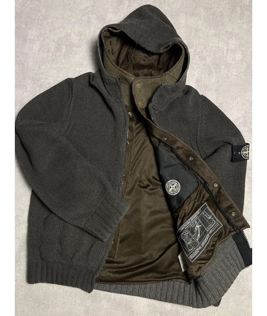 STONE ISLAND Антрацитовый шерстяной кардиган, фото 6