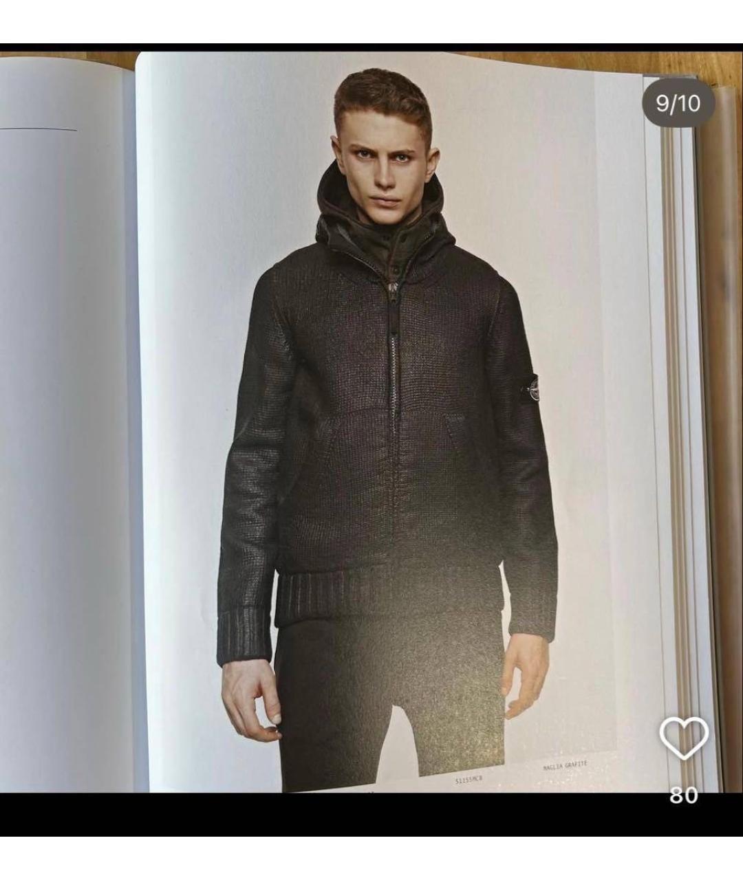 STONE ISLAND Антрацитовый шерстяной кардиган, фото 5
