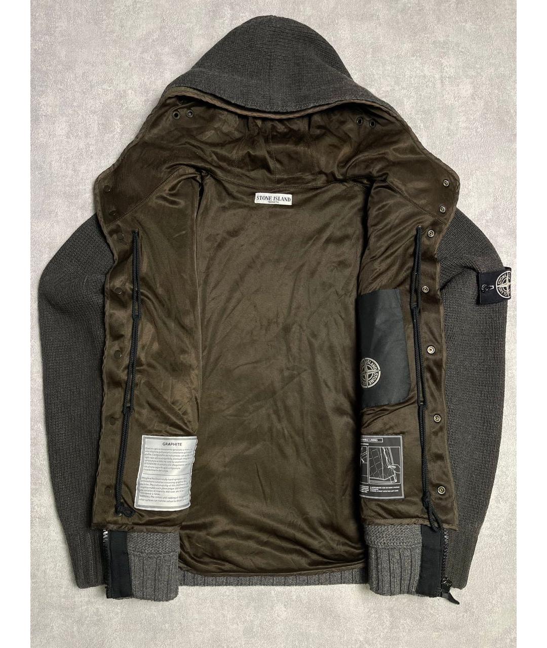 STONE ISLAND Антрацитовый шерстяной кардиган, фото 4