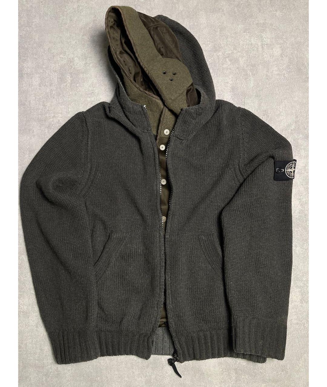 STONE ISLAND Антрацитовый шерстяной кардиган, фото 3