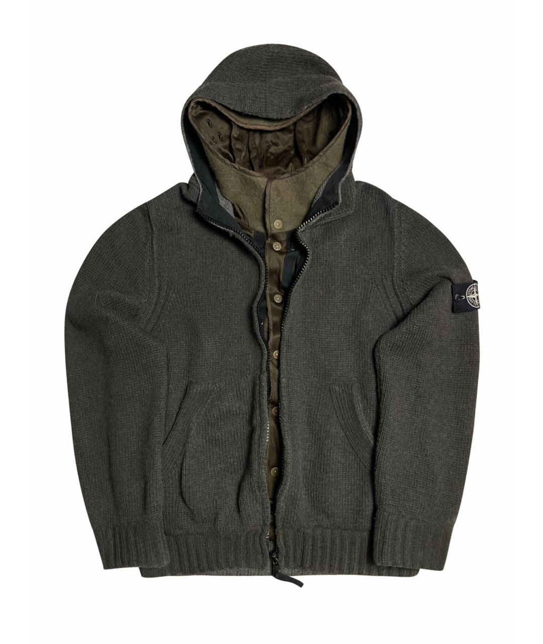 STONE ISLAND Антрацитовый шерстяной кардиган, фото 1