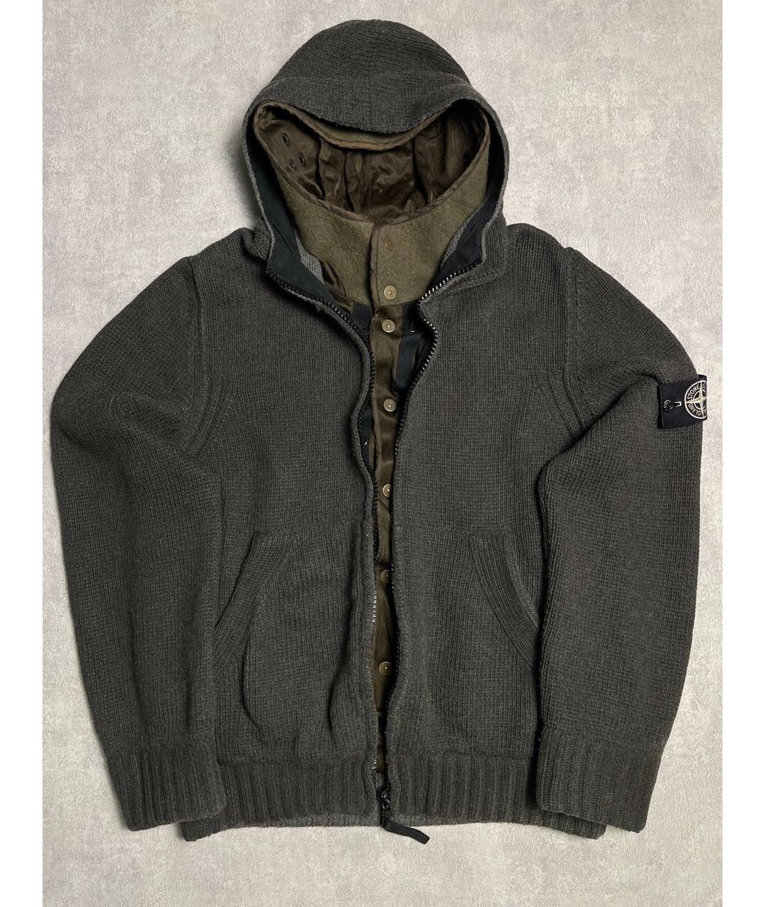 STONE ISLAND Антрацитовый шерстяной кардиган, фото 9