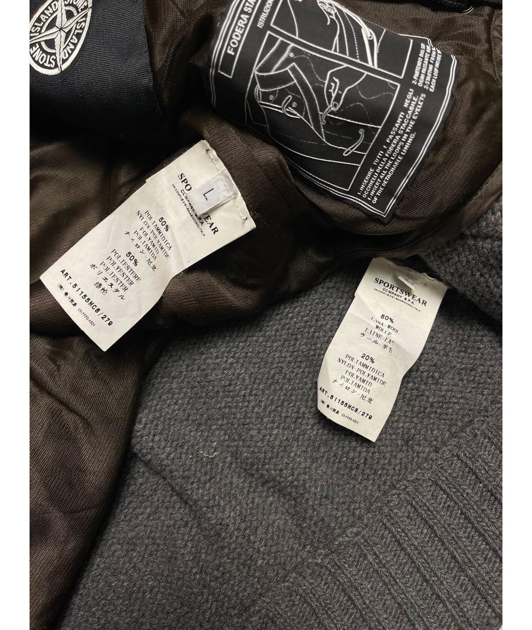 STONE ISLAND Антрацитовый шерстяной кардиган, фото 8