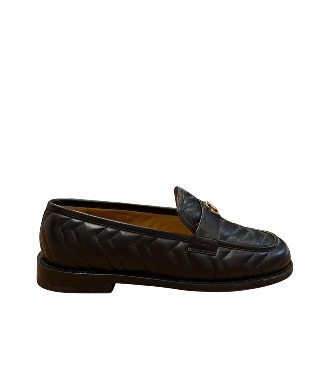 GUCCI Черные кожаные лоферы, фото 1