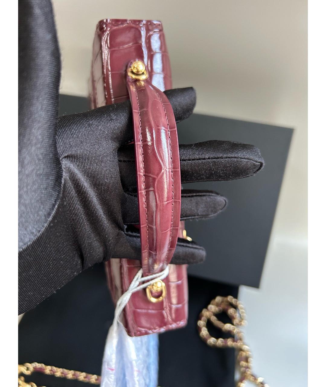 CHANEL Бордовая кожаная сумка через плечо, фото 5
